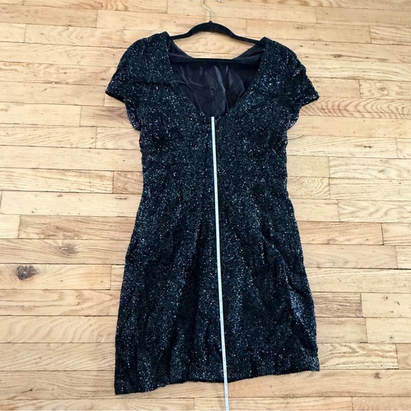 Elegant Black Shimmery Cocktail Dress, Lined - Picture 4 of 8